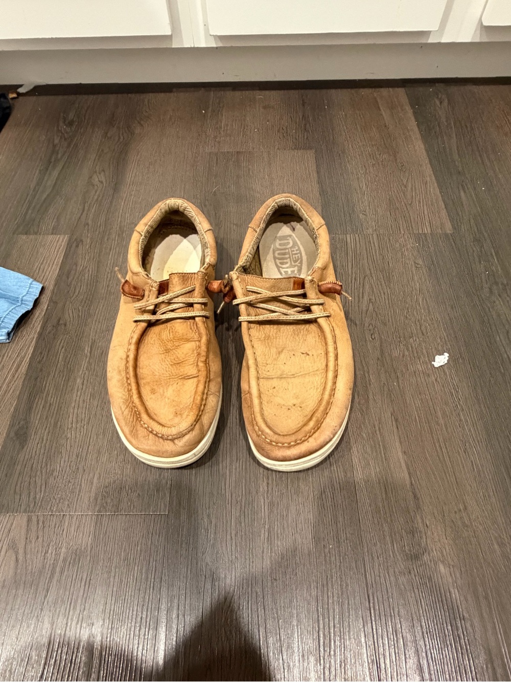 HEYDUDE Moc Toe Leather Shoes in Tan